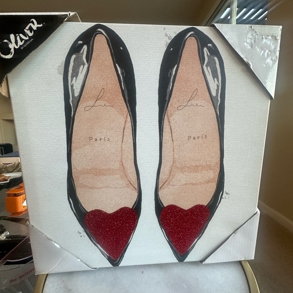 Oliver Gal Black and Red Heart Women's Pumps - Paris 30” x 30” Canvas Print - Picture 2 of 6